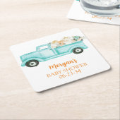 ミントリトルカボチャかわいい赤ちゃんシャワー スクエアペーパーコースター (アングル)