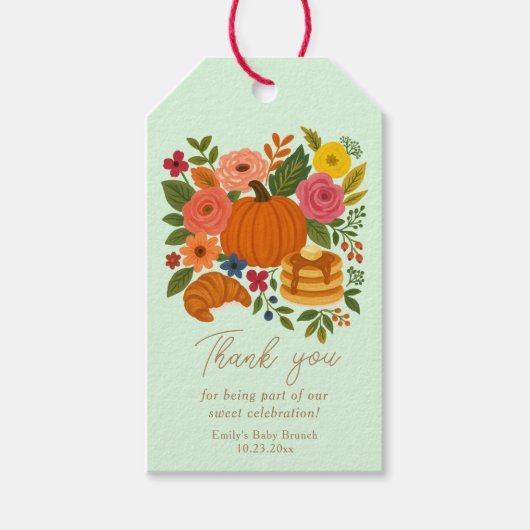 ミントリトルパンプキンベイビーシャワープレゼント ギフトタグ (正面)