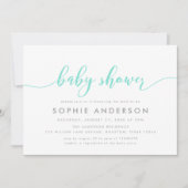 ミントリラックスススクリプト赤ちゃんシャワー 招待状 (正面)