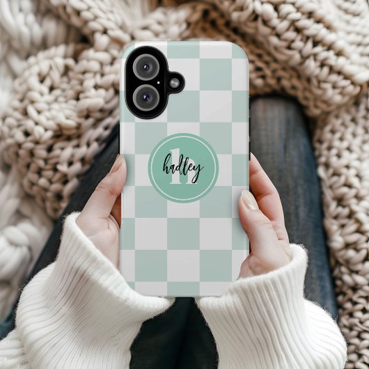 ミントレトロチェックモノグラムケースメイトiPhoneケース Case-Mate iPhoneケース