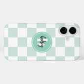 ミントレトロチェックモノグラムケースメイトiPhoneケース Case-Mate iPhoneケース (裏面 (横))