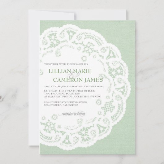 ミントレースドリー結婚式招待状 招待状 (正面)