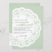 ミントレースドリー結婚式招待状 招待状 (正面/裏面)