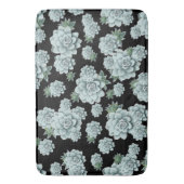 ミントロゼット多肉株がブラックでプリントを繰り返す バスマット (正面縦)