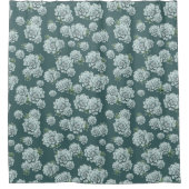 ミントロゼット多肉株が松の緑にプリントを繰り返す シャワーカーテン (正面)