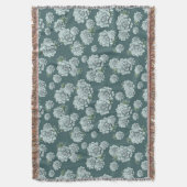 ミントロゼット多肉株が松の緑にプリントを繰り返す スローブランケット (正面縦)