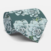 ミントロゼット多肉株が松の緑にプリントを繰り返す ネクタイ (ロール)