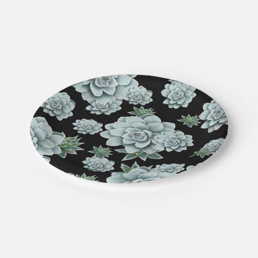 ミントロゼット多肉株が黒い混乱でプリントを繰り返す ペーパープレート (アングル)