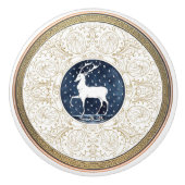 ミントンズディアブリティッ王室のクブルー金ゴールドアントラー セラミックノブ (正面)