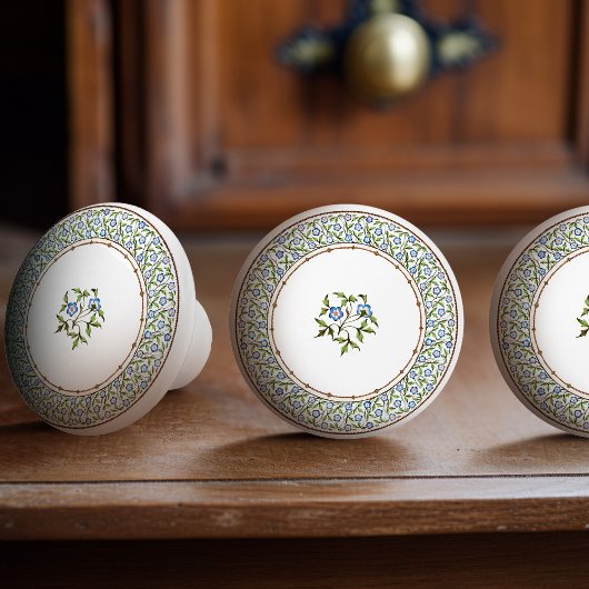 ミントンズブリティッ王室のクブルービクトリアンフローラ セラミックノブ