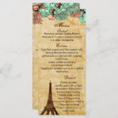 ミントヴィンテージエッフェルタワー結婚パリのメニューカード メニュー (正面/裏面)