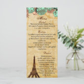 ミントヴィンテージエッフェルタワー結婚パリのメニューカード メニュー (スタンド正面)