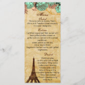 ミントヴィンテージエッフェルタワー結婚パリのメニューカード メニュー (正面)