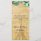 ミントヴィンテージエッフェルタワー結婚パリのメニューカード メニュー (裏面)