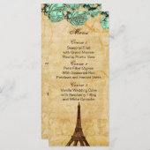 ミントヴィンテージエッフェルタワー結婚パリのメニューカード メニュー (正面/裏面)