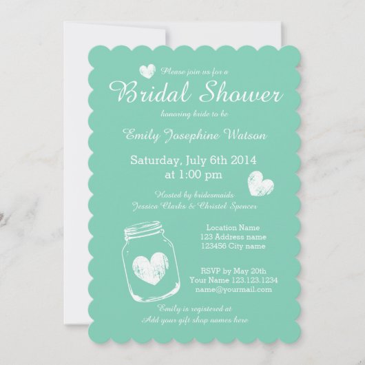 ミントヴィンテージメイスンジャーブライダルシャワー招待状 招待状 (正面)