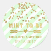 ミントービービー金ゴールド紙吹雪結婚式の引き出物ラベル ラウンドシール (正面)