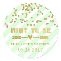 ミントービービー金ゴールド紙吹雪結婚式の引き出物ラベル