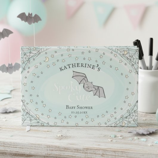 ミント不気味キュートこうもりハロウィーンベイビーシャワー ゲストブック