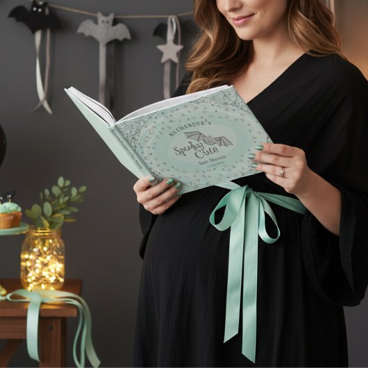 ミント不気味キュートこうもりハロウィーンベイビーシャワー ゲストブック