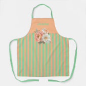 ミント付きオレンジトップストライプフローラ エプロン (正面)