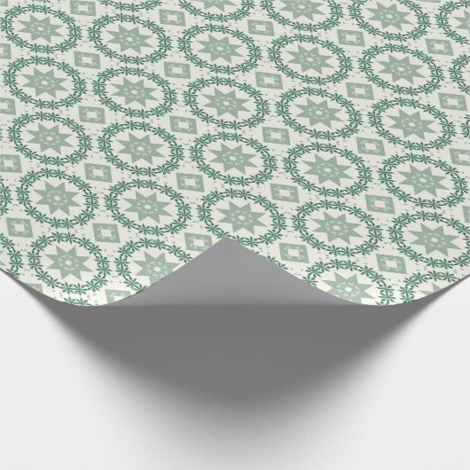 ミント付き冬の北欧セーターパターン ラッピングペーパー (角)