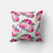 ミント及びピンクのグラデーションな花のクッションの装飾用クッション クッション (裏面)