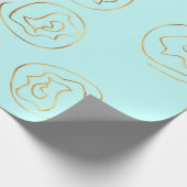 ミント及びフェイク金ゴールド箔バラ包装紙 ラッピングペーパー (角)