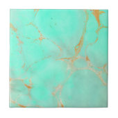 ミント及び金ゴールドの大理石の抽象芸術の水のティール(緑がかった色)によって絵を描かれる一見 タイル (正面)