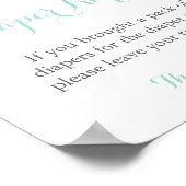 ミント及び金ゴールドグリッターおむつラッフル表示サイン ポスター (角)