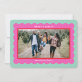 ミント名門私立校風のピンクレッドシンプルホタテ写真フレーム シーズンカード (正面)