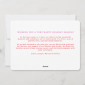 ミント名門私立校風のピンクレッドシンプルホタテ写真フレーム シーズンカード (裏面)