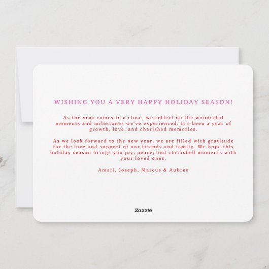 ミント名門私立校風のピンクレッドシンプルホタテ写真フレーム シーズンカード (裏面)