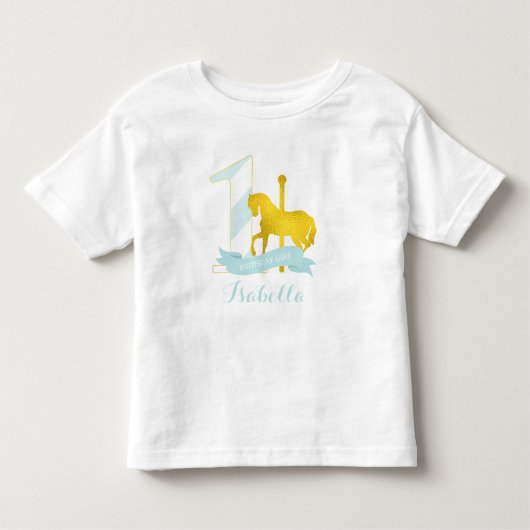 ミント回転木馬ホース誕生日ガール トドラーTシャツ (正面)