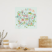 ミント図解入りの、写真付きのバックのライデン市地図 ポスター (キッチン)