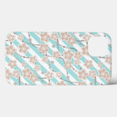 ミント地に白ストライプのベージュフラワーパターン Case-Mate iPhoneケース (裏面 (横))