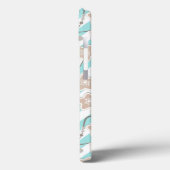 ミント地に白ストライプのベージュフラワーパターン Case-Mate iPhoneケース (裏面 / 左)