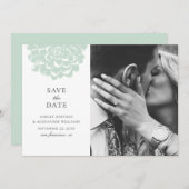 ミント多肉質。モダンサク結婚スのフローラ セーブザデート (正面/裏面)