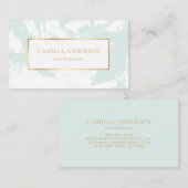 ミント大理石フェイク金箔ビジネスカード 名刺 (正面/裏面)