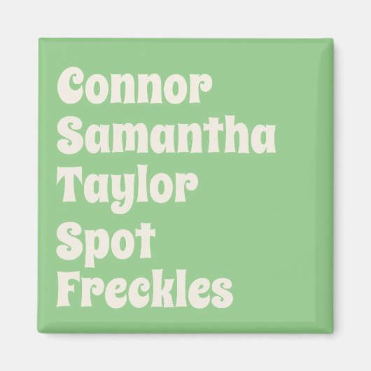 ミント家族とペット名レトロ冷蔵庫用マグネット マグネット (正面)