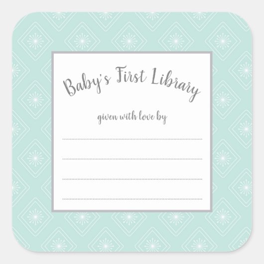 ミント幾何学中性ジェンダー赤ちゃんシャワーブック スクエアシール (正面)