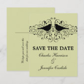 ミント愛の鳥の渦巻き日付葉書を保存 案内ポストカード (正面/裏面)