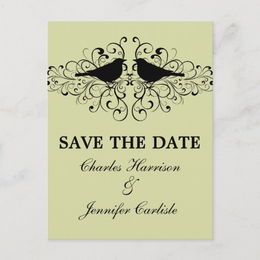 ミント愛の鳥の渦巻き日付葉書を保存 案内ポストカード (正面)