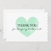ミント感謝していハートは私の花嫁カードのためにあなた サンキューカード (正面/裏面)