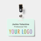 ミント懸命プラスチック名バッジクリップラニヤードまたはリール バッジ (Front with Clip)