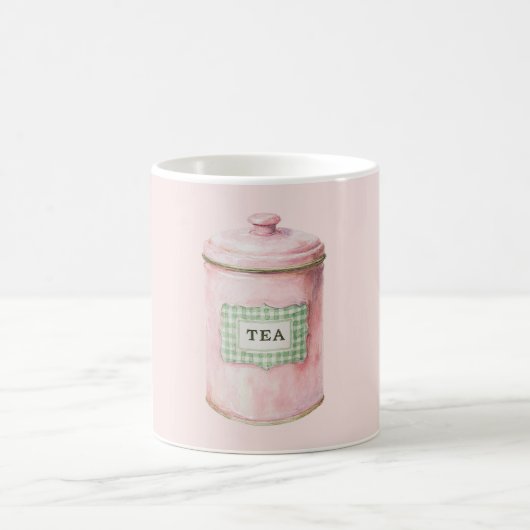 ミント柄のピンクなお茶 コーヒーマグカップ (中央)
