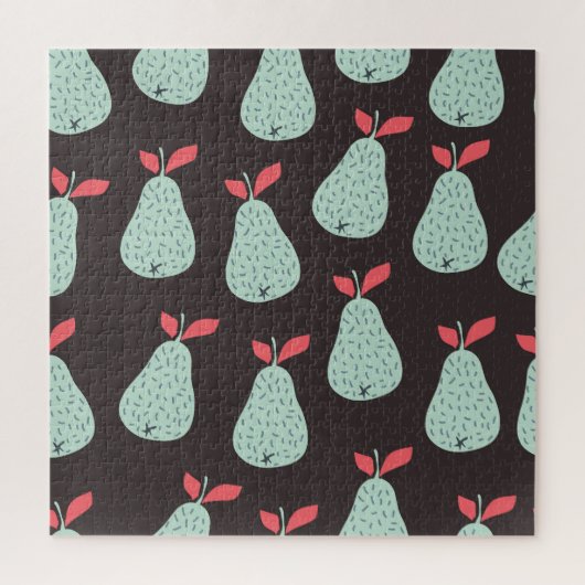 ミント梨:ヴィンテージシームレステクスチャ ジグソーパズル (縦)