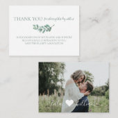 ミント植物優雅な結婚式の写真の寄付 エンクロージャーカード (正面/裏面)