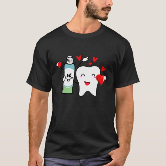 ミント歯磨き歯磨き歯医者のバレンティおもしろいン日 Tシャツ (正面)