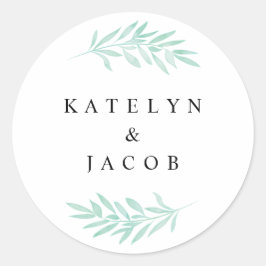 ミント水の色の緑結婚の丸いステッカー ラウンドシール